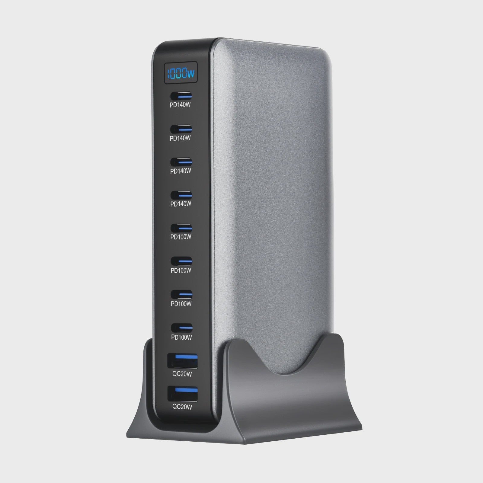 1000W Desktop Oplader met 8 Poorten: Snel Laden voor Laptops, Tablets en Meer