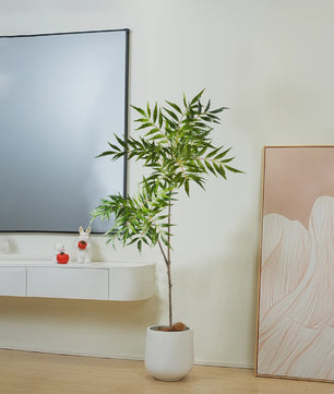 Grote Kunstplant 78-140cm - Real Touch Palmboom met Bamboe-look Bladeren voor Huis & Kantoor