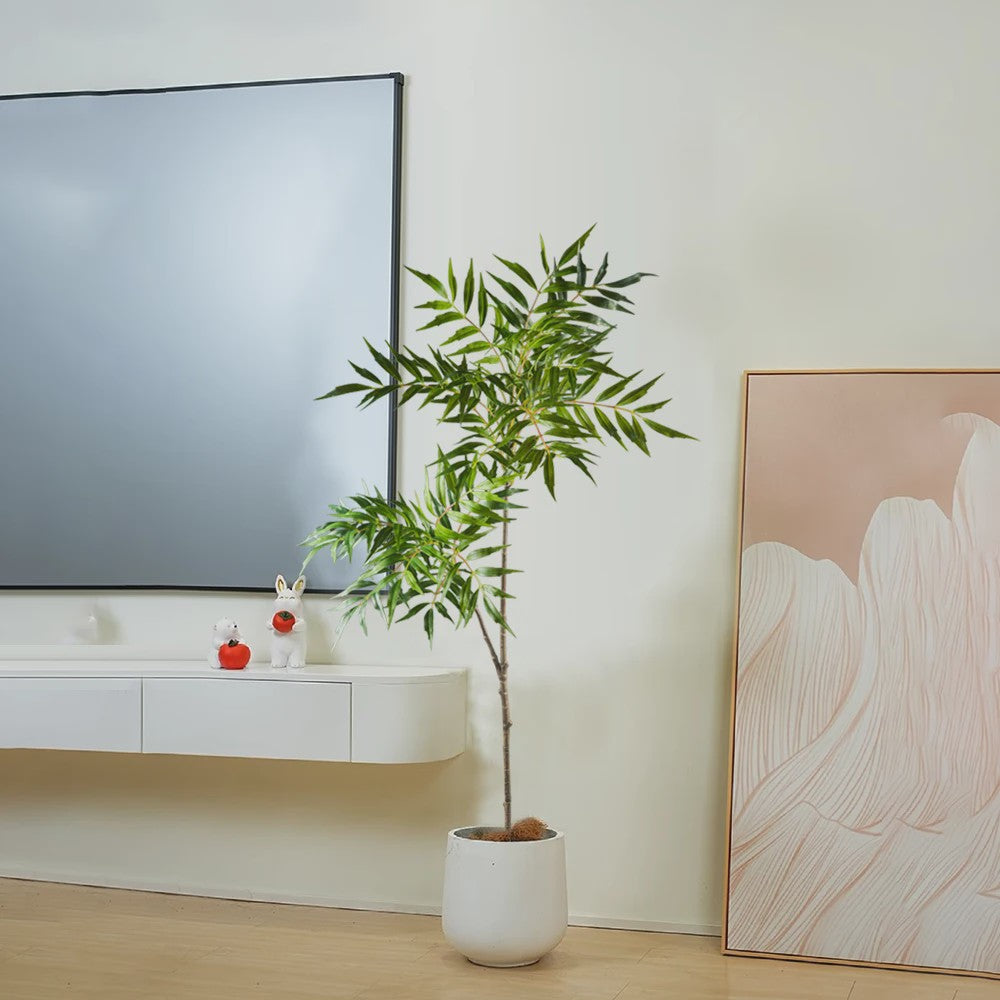 Grote Kunstplant 78-140cm - Real Touch Palmboom met Bamboe-look Bladeren voor Huis & Kantoor
