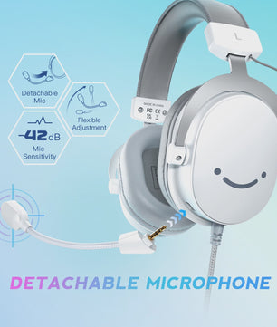 FIFINE H9W Gaming Headset met 7.1 Surround Sound, USB & 3.5mm Jack, Microfoon - Wit