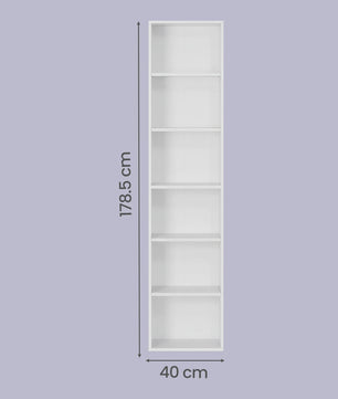 Stijlvolle Open 6-Laags Boekenkast - 40x24x178.5 cm