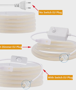 220V COB LED Neon Strip - Dimbaar, Waterdicht, Flexibel - Warm/Natuurlijk Wit