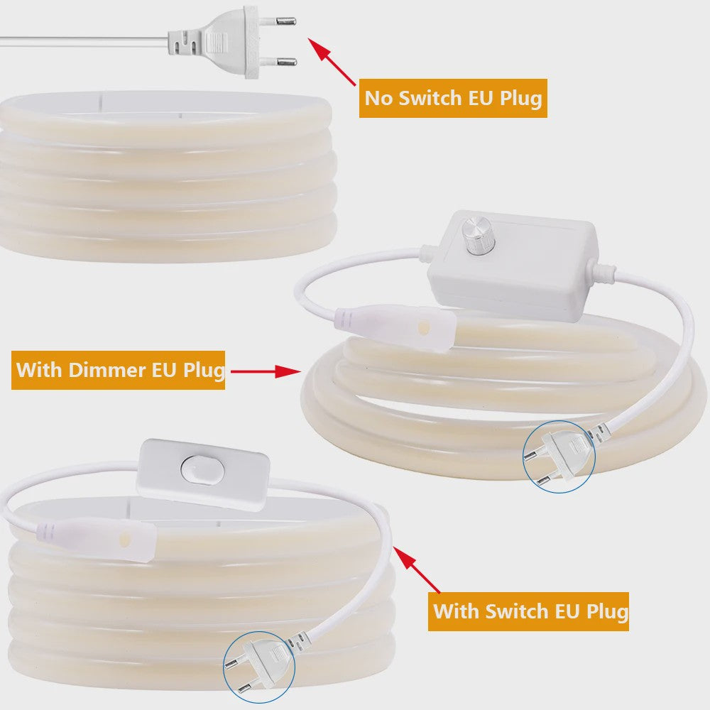 220V COB LED Neon Strip - Dimbaar, Waterdicht, Flexibel - Warm/Natuurlijk Wit