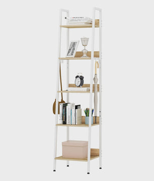 Stijlvolle Boekenkast met 5 Niveaus en Haken - 40x170x36cm