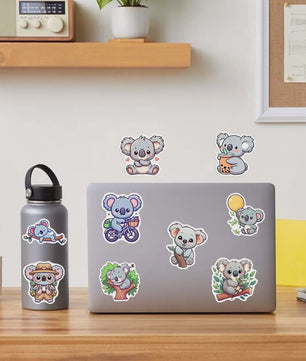 Schattige Cartoon Koala Stickers Set - Decoratief, Waterdicht & DIY voor Kinderen, Scrapbooking, Laptops