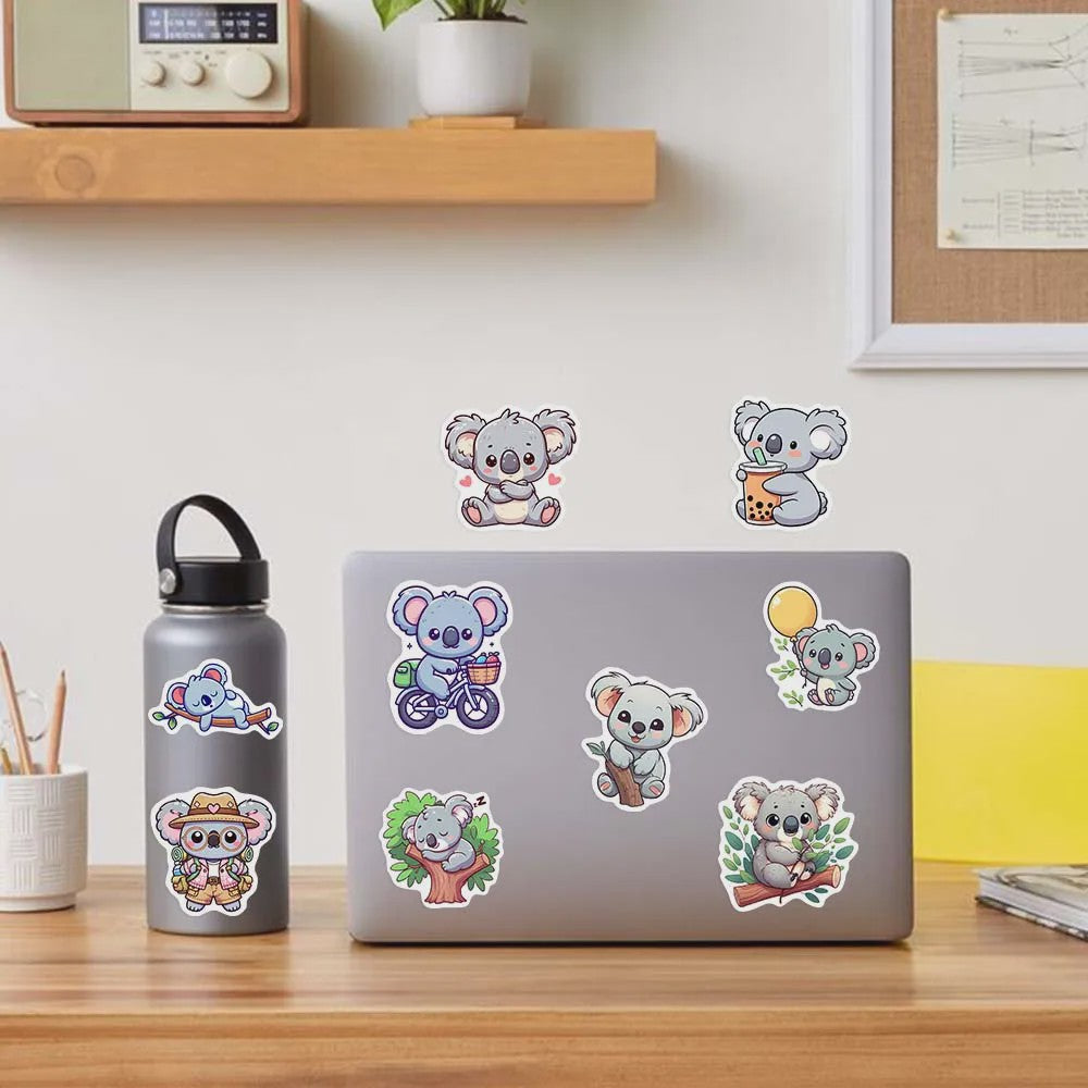 Schattige Cartoon Koala Stickers Set - Decoratief, Waterdicht & DIY voor Kinderen, Scrapbooking, Laptops