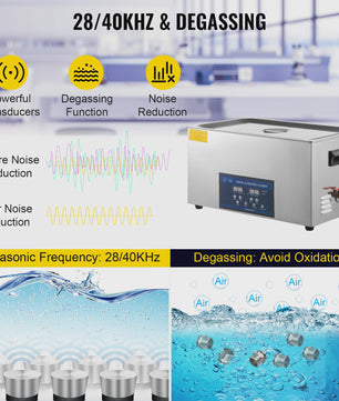 22L Digitale Ultrasone Reiniger met Verwarming en Dubbele Frequentie (28/40kHz)