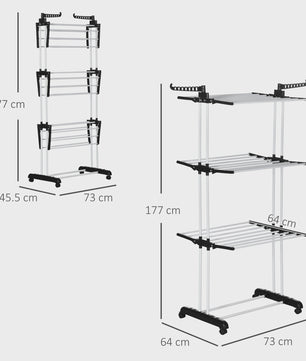 Ruimtebesparend 4-laags Kledingdroogrek met Wielen - Uitschuifbaar & Praktisch