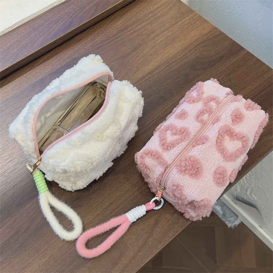 Pluche Make-up Tas met Lus - Zacht Reisetui voor Cosmetica & Pennen