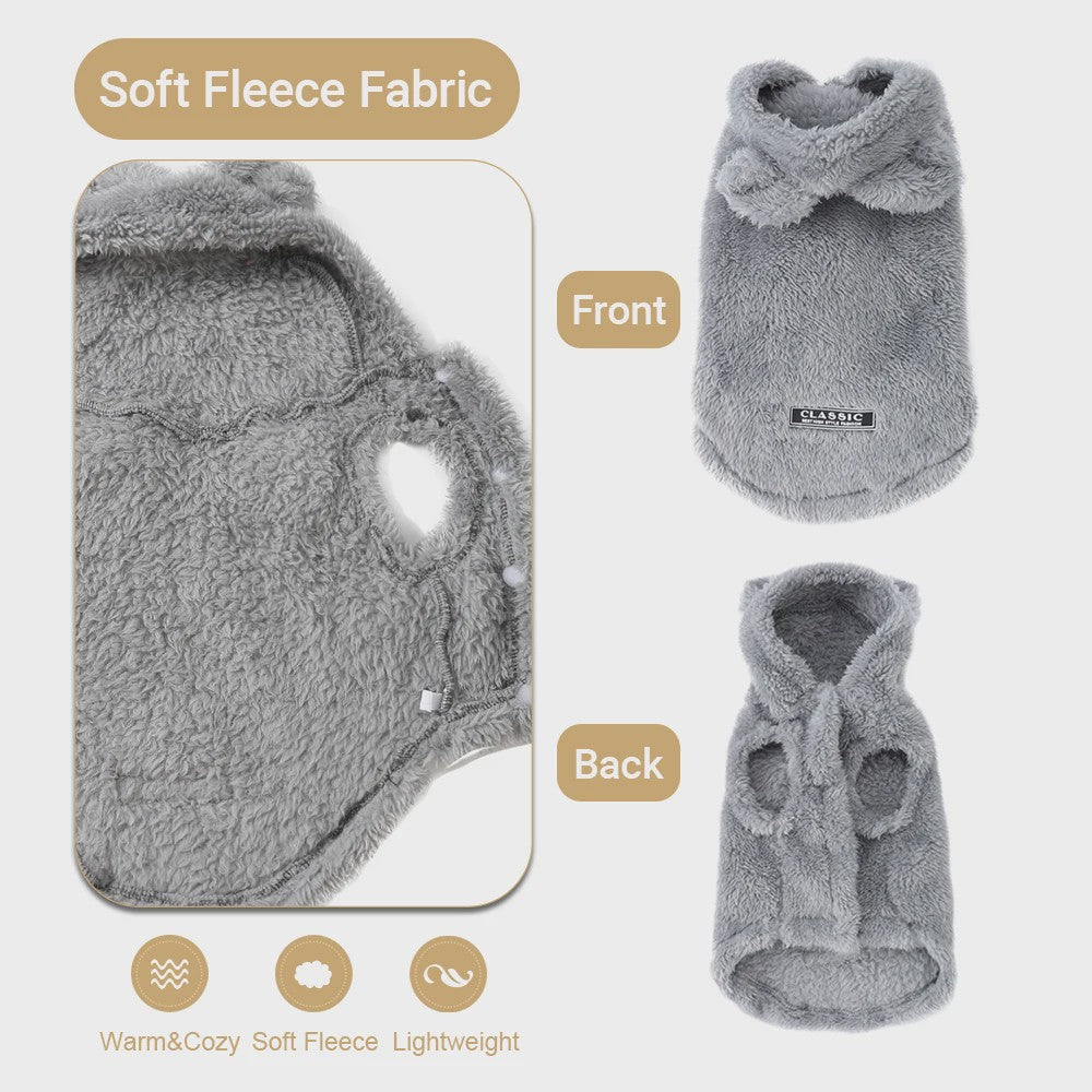 Schattige Fleece Hondenkleding met Capuchon - Winterjas voor Kleine en Middelgrote Honden & Katten