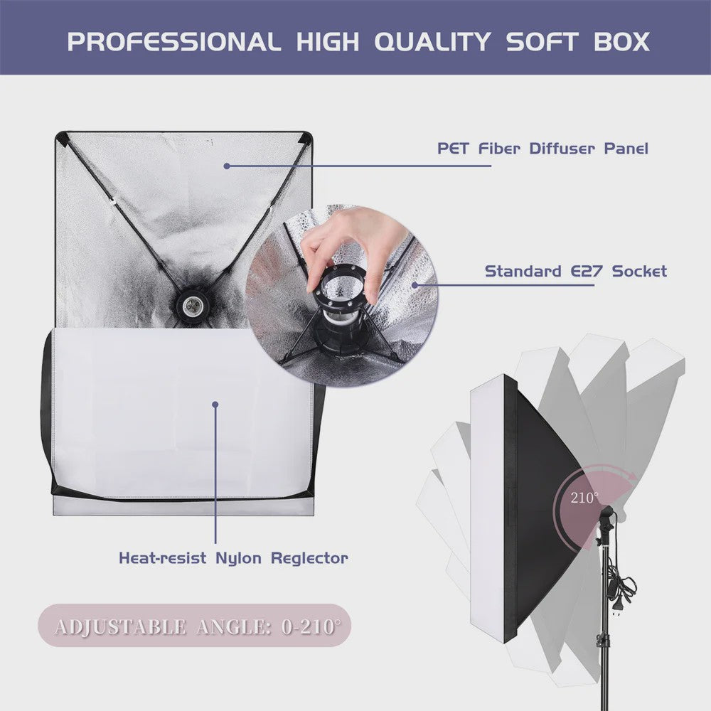 Professionele Softbox Verlichtingskit 50x70CM met LED Lamp - Continu Licht Systeem