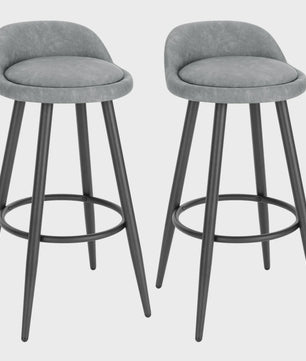 Set van 2 fluwelen barkrukken met voetensteun - Stijlvol en comfortabel voor keuken en bistro