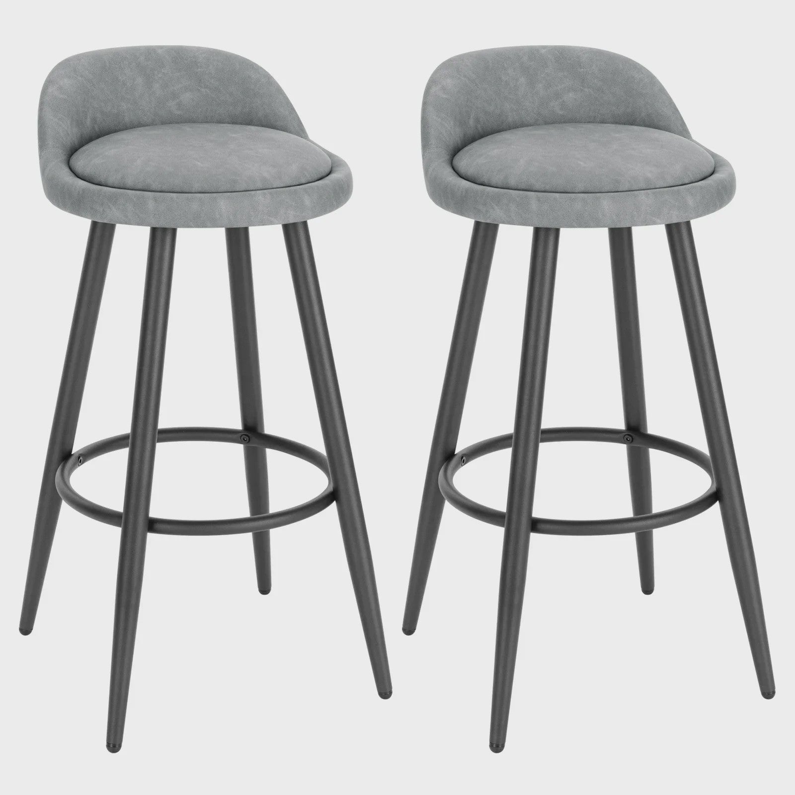 Set van 2 fluwelen barkrukken met voetensteun - Stijlvol en comfortabel voor keuken en bistro