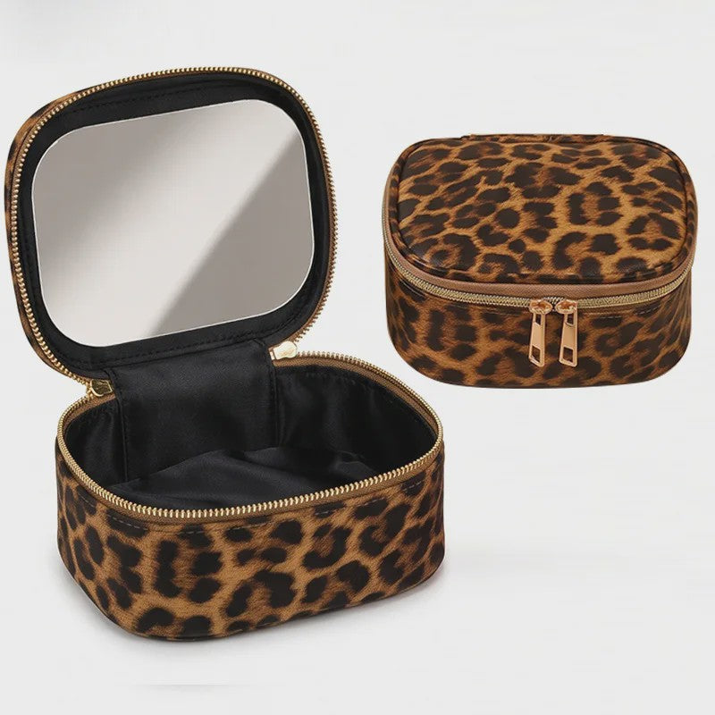 Draagbare Make-up Tas met Spiegel - Waterdicht & Compact