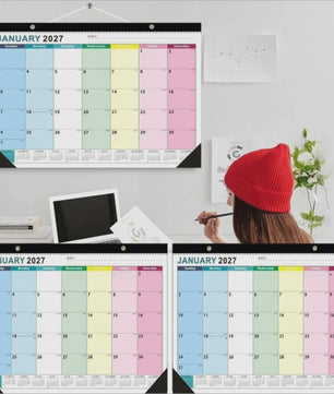 Grote Wandkalender 2027 met Dagplanning, Waterdichte Cover en Transparante Maandplanner