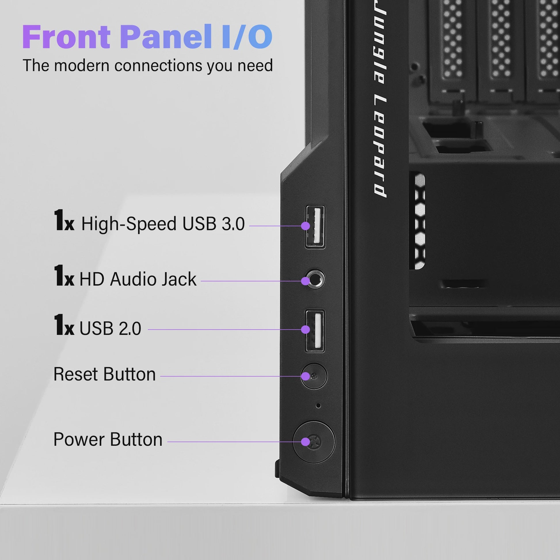 ATX Mid Tower PC Gaming Case met Glazen Panel en Hoge Airflow