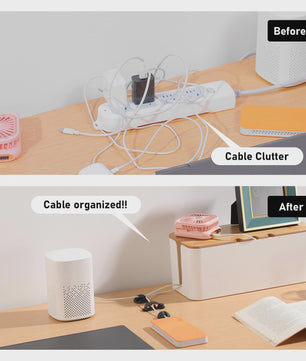 Grote Kabel Organizer Box met Houten Deksel - Orde in Snoeren Chaos