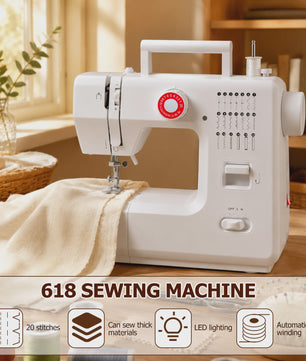 618 Mini Elektrische Naaimachine met 42-delige Naaiset & Patchwork Stoffen