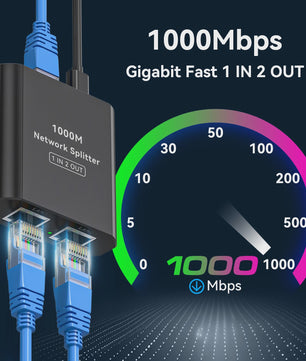 Gigabit RJ45 Netwerk Splitter 1000 Mbps (1-in-2-uit) met USB-C Voeding