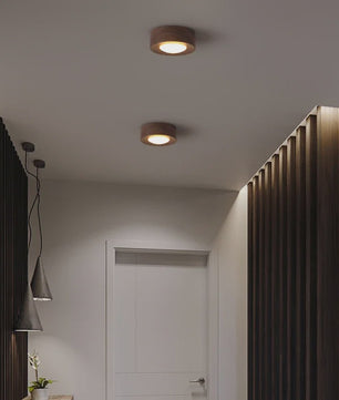 Moderne Houten Plafondlamp met LED - Essenhout & Walnoot - Sfeervolle Verlichting voor Hal, Woonkamer, Portiek