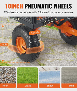 Robuuste Metalen Tuinwagen met 400/880lbs Capaciteit - Veelzijdige Transportkar