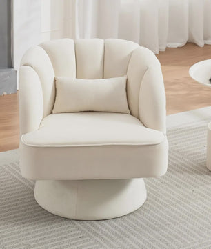 Draaibare Fluweel Lounge Fauteuil met 360° Rotatie - Comfortabele Leesstoel