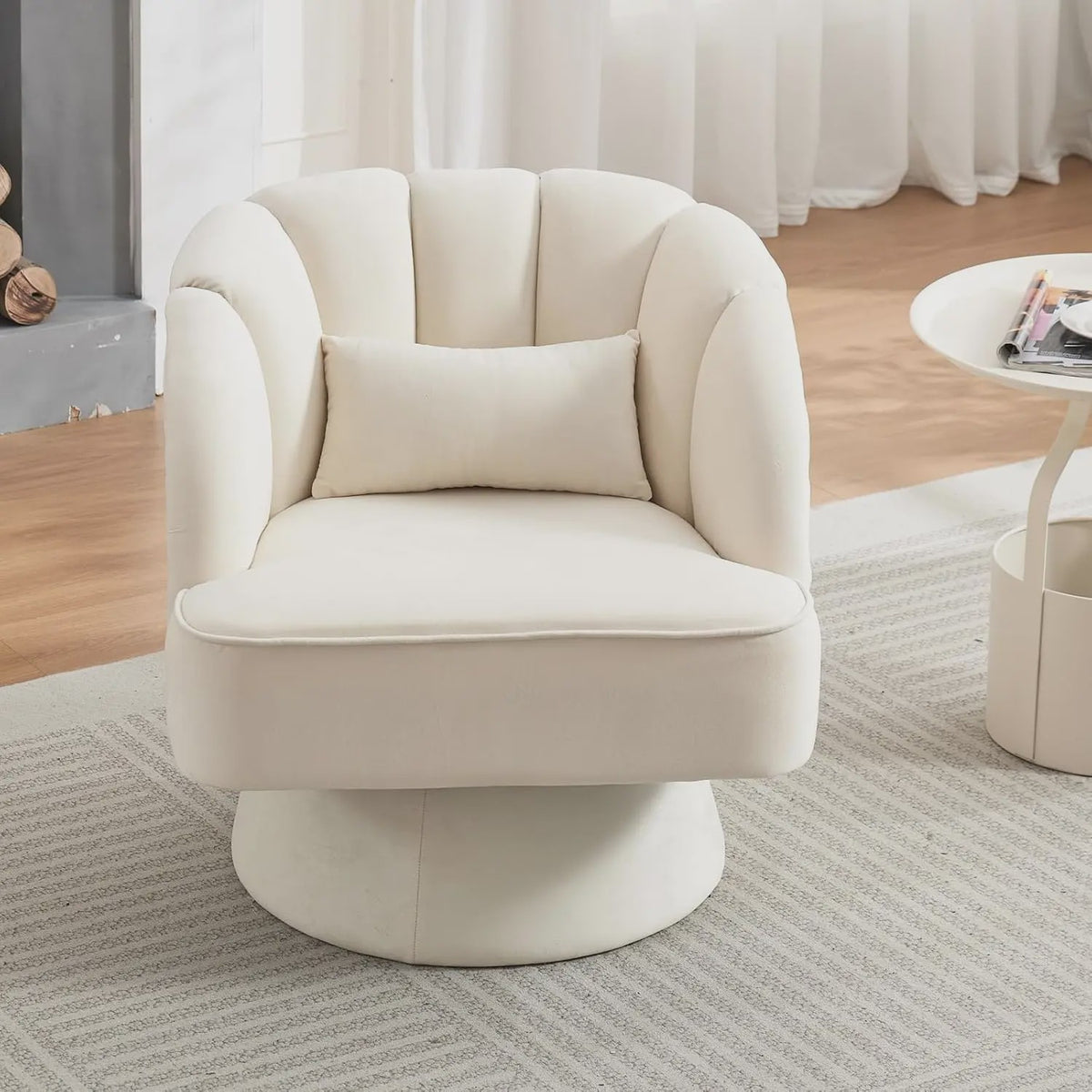Draaibare Fluweel Lounge Fauteuil met 360° Rotatie - Comfortabele Leesstoel