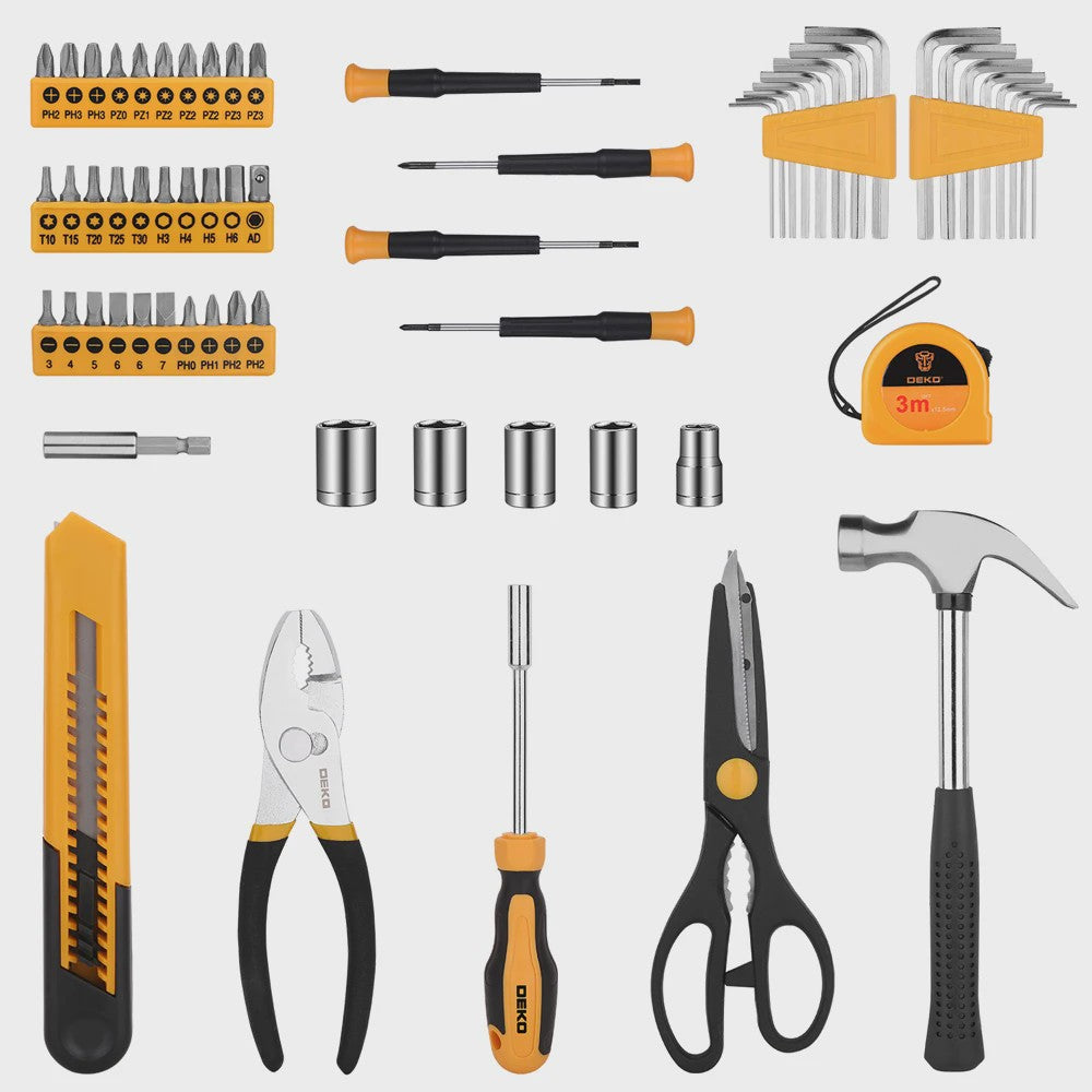 DEKO 62-delige Gereedschapskist: Complete Set voor Huis, Tuin & Auto
