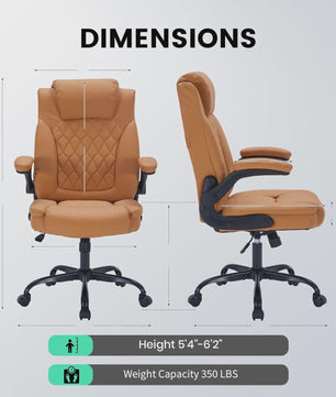 Ergonomische Directiestoel Kunstleer - 159KG Draagvermogen, Lendesteun & Opklapbare Armleuningen