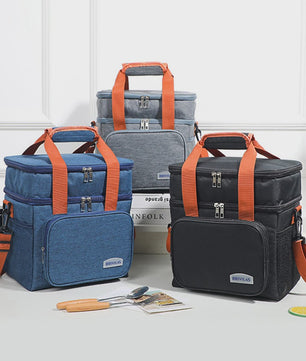 Moderne Lunchtas met Grote Capaciteit - Dubbele Isolatie & Crossbody Draagband