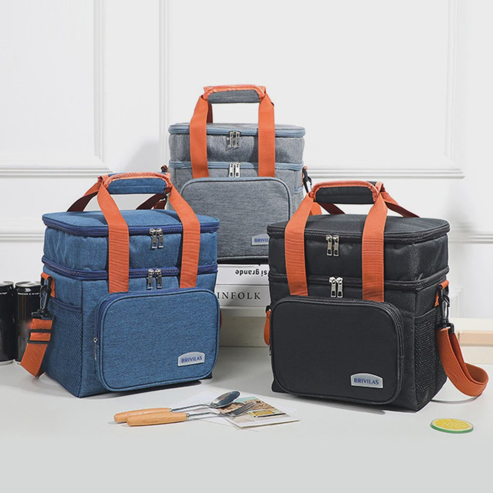 Moderne Lunchtas met Grote Capaciteit - Dubbele Isolatie & Crossbody Draagband