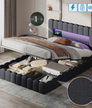 Luxe Gestoffeerd Bed met LED, USB & Opbergruimte - 140/160/180cm