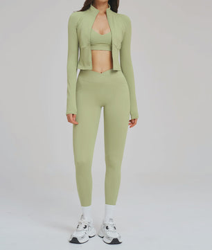 3-delige Yogaset Dames: Long Sleeve Top, Sport BH & Legging