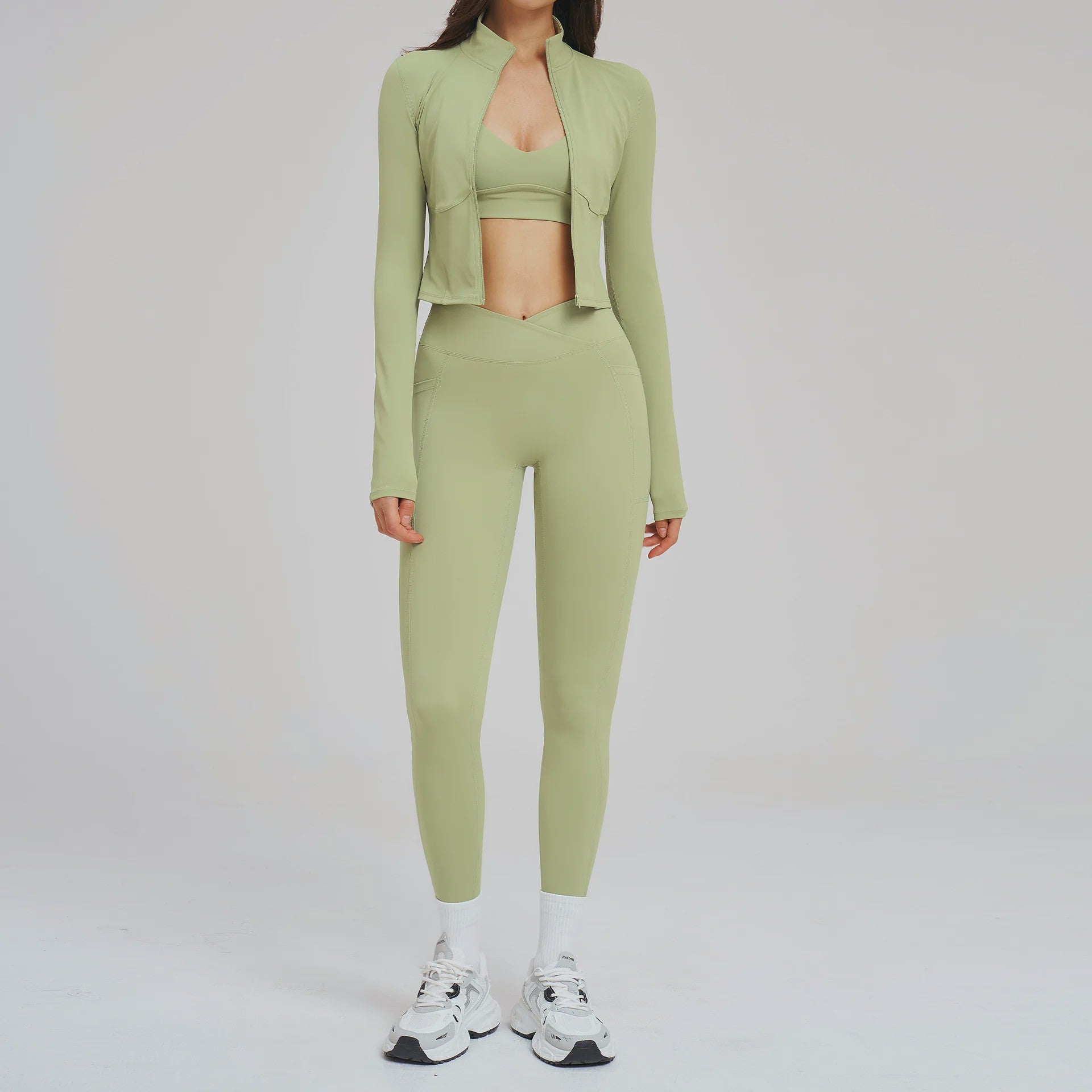 3-delige Yogaset Dames: Long Sleeve Top, Sport BH & Legging