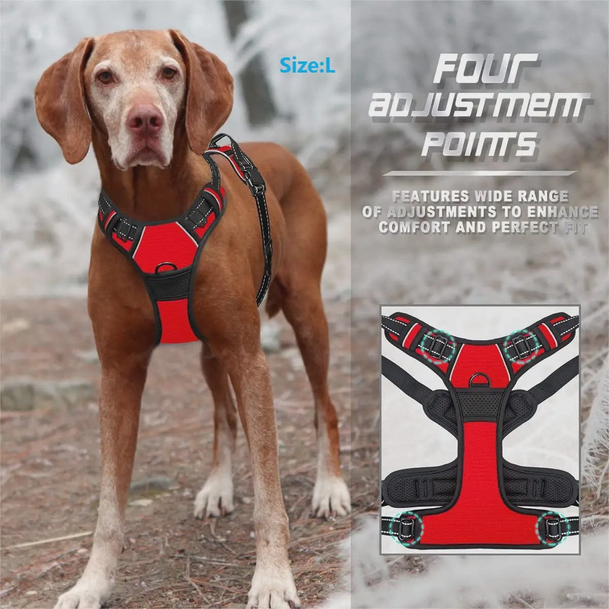 Verstelbaar Anti-Trek Hondentuig met Borstclip & Handvat - Comfortabel & Reflecterend