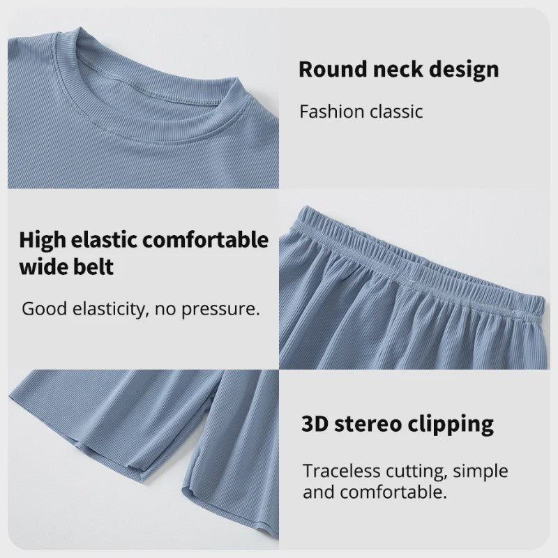 Kinder Pyjama Set van IJzige Zijde - Zomer Korte Mouw & Shorts