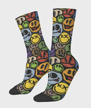 Graffiti Emoticon Sokken - Vrolijke & Comfortabele Streetwear Sokken voor Heren