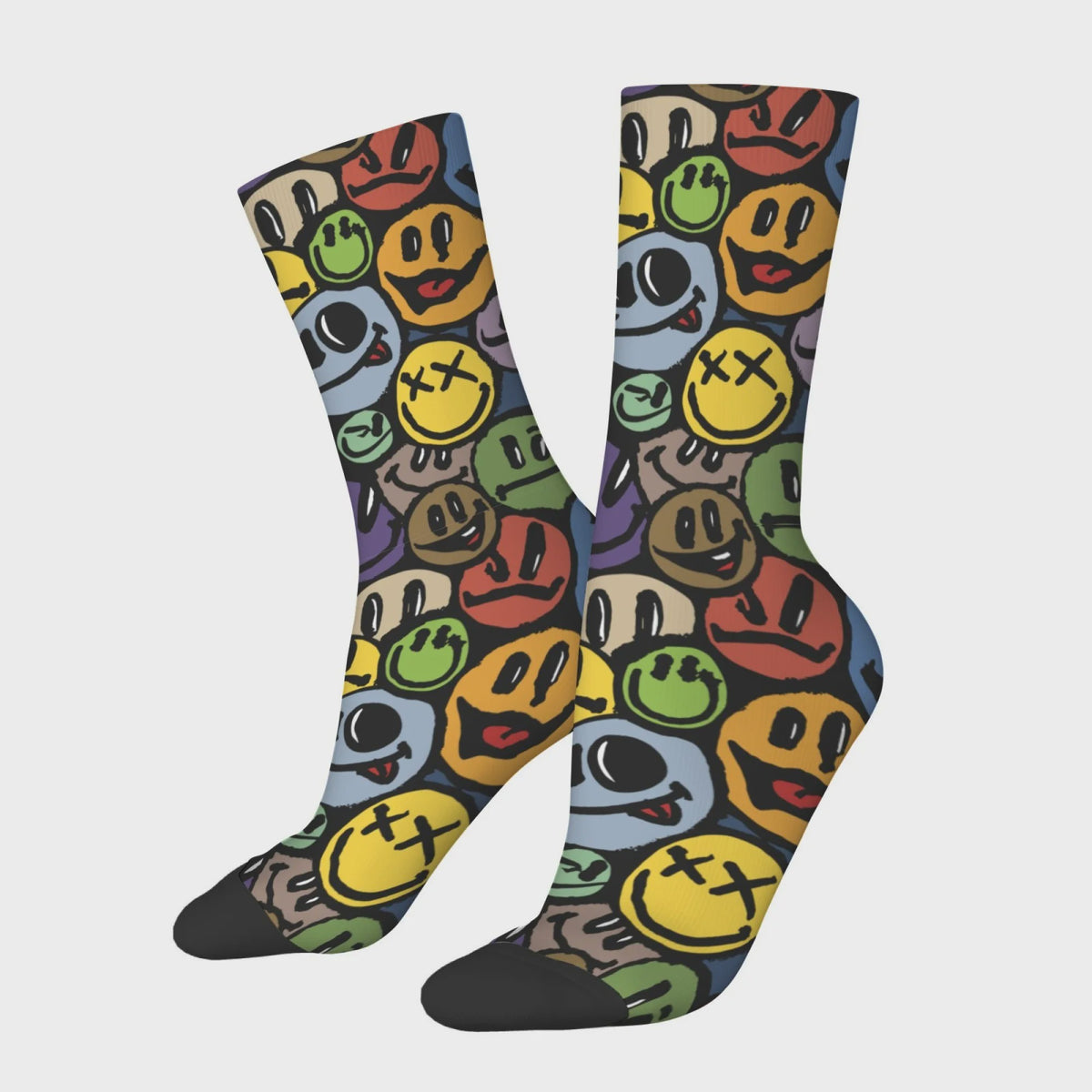 Graffiti Emoticon Sokken - Vrolijke & Comfortabele Streetwear Sokken voor Heren