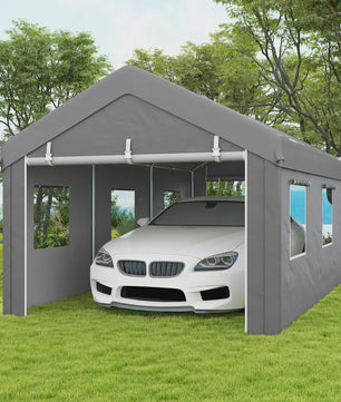 VEVOR Garagetent 6x3m - Stevig Stalen Frame, PE Zeil 160g/m², 2 Deuren & 6 Ramen