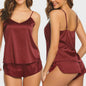 Luxe Satijnen Pyjamaset voor Dames: Comfortabele Camisole & Shorts Nachtkleding