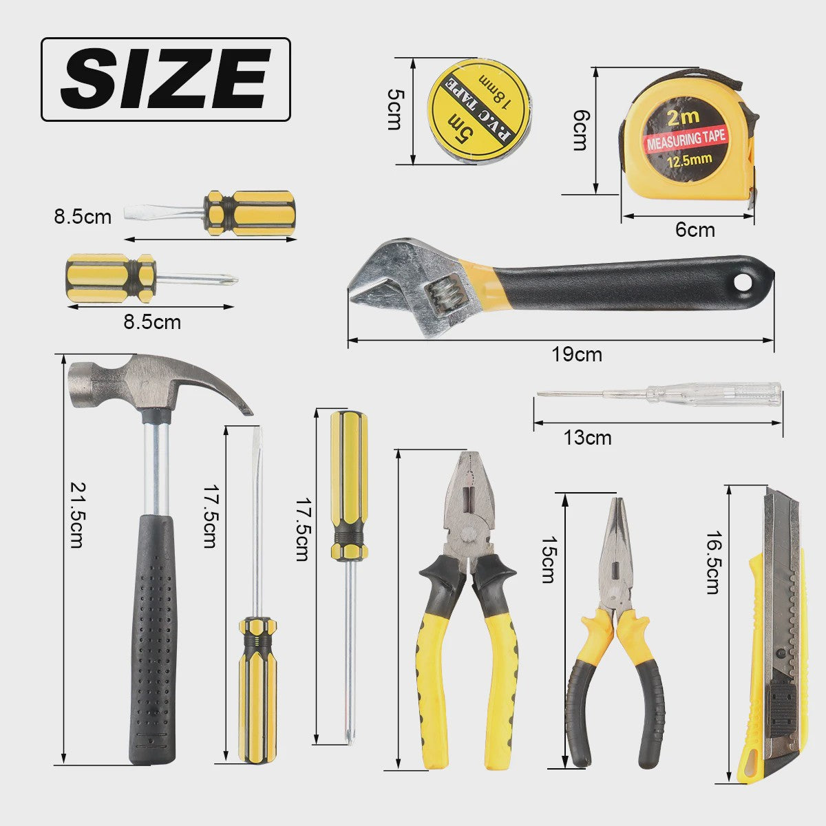 Complete Gereedschapskist Set - 8-13 Delig Huishoudgereedschap voor Auto- en Huisreparaties