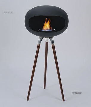 Moderne Design Bio-ethanol Haard op Houten Poten - Stijlvolle Sfeerhaard