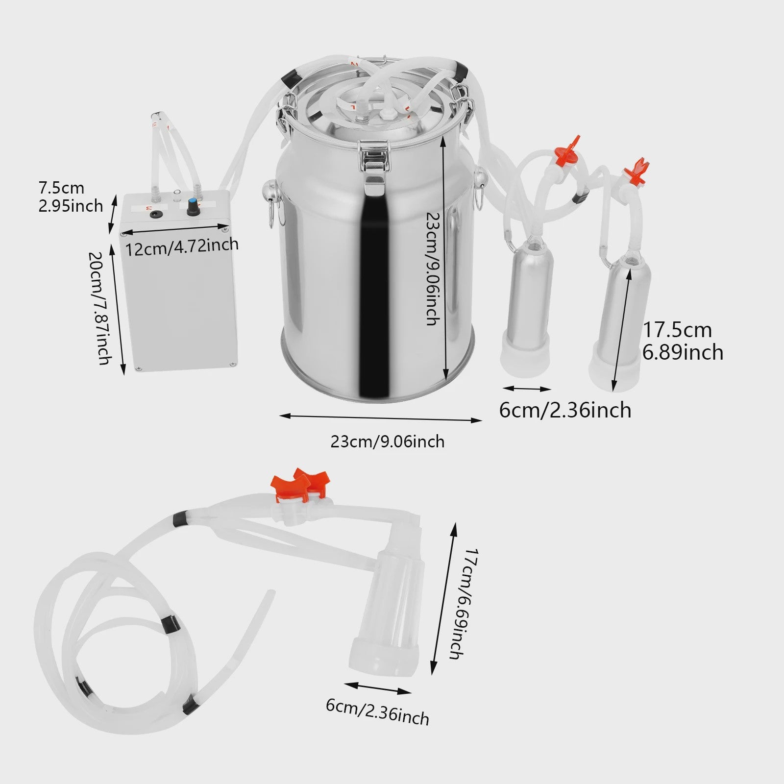 Elektrische Pulsatie Melkmachine 10L RVS Emmer - EU Standaard