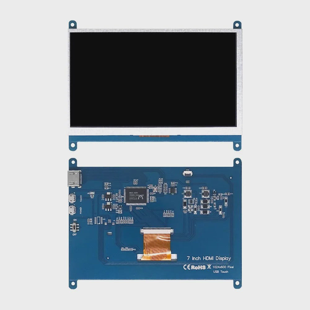 7 Inch IPS Touchscreen Monitor voor Raspberry Pi (4/3/2/B/B+/A+) - 1024x600, HDMI, Driver-Free