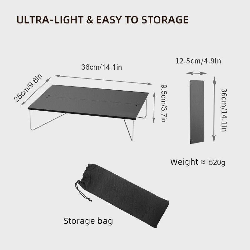 Ultralichte Aluminium Klaptafel voor Buiten - Compact & Draagbaar voor Camping, Picnic & BBQ