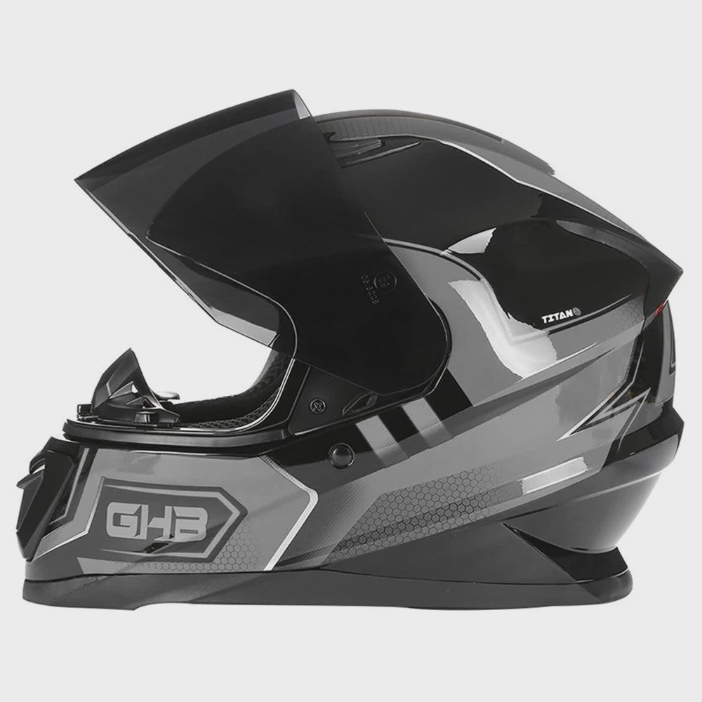 Modulaire Motorhelm Grijs Blauw - DOT Goedgekeurd Flip-Up Full Face Helm