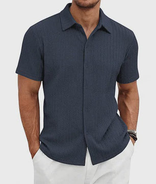 Herenshirt Korte Mouw Jacquard Zomer Casual Ademend - SediaXL