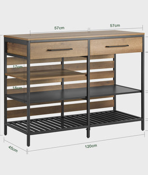 Keuken Eiland Trolley met Lades en Planken - Keukenwagen Sideboard