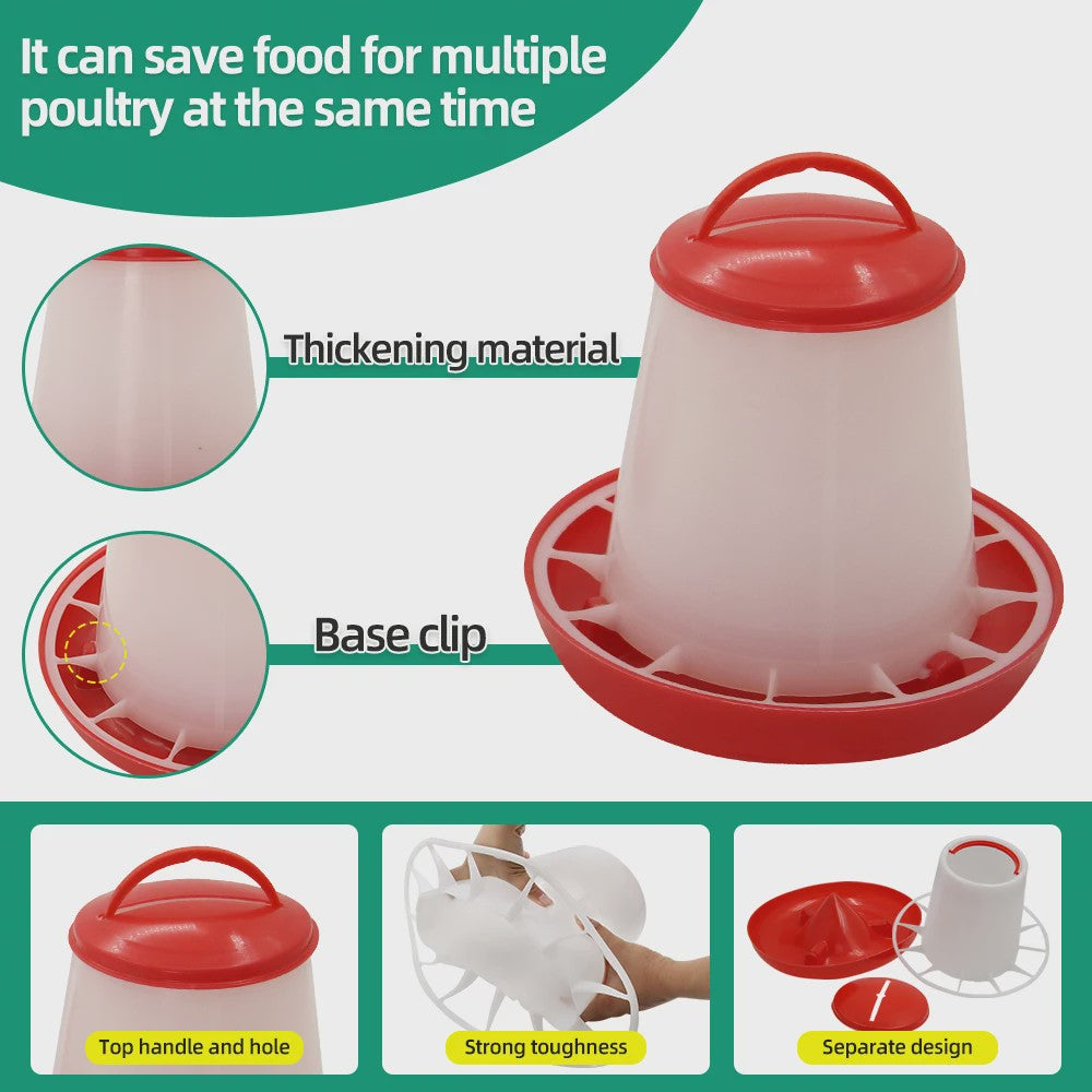 Automatische Kip Voer- en Waterdispenser 3kg/3L - Duurzaam Plastic voor Kippen en Kuikens