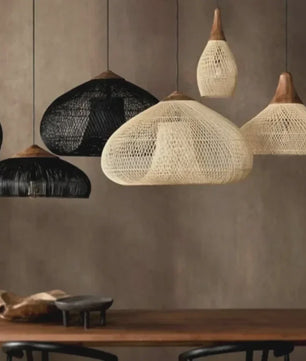 Handgemaakte Rotan Hanglamp Beige - Vintage Woven Wicker - E27 Fitting - Sfeervolle Verlichting